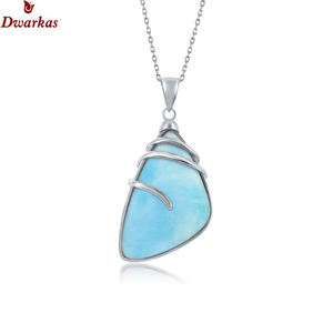 Pendentif Charme en Argent Sterling 925 avec Larimar Naturel et Zircon Sertis – Design Unique, Bijou Élégant pour Cadeau - Product Image 4