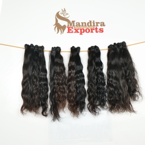 Extensiones de cabello humano natural de Temple, venta al por mayor, 100% mechones ondulados, cabello humano virgen alineado con cutícula, fabricación india - Product Image 4