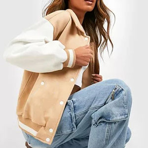 Veste universitaire personnalisée pour femmes manches polaires mélange de laine élégant vêtements d'extérieur universitaires à la mode letterman bomber vente en gros - Product Image 6