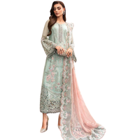Robe de soirée pour femmes, style pakistanais et indien, en géorgette avec broderie et travail sur les deux côtés, avec un dupatta fantaisie