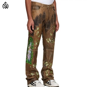 Pantalon en cuir lavé pour hommes pantalon en cuir dernier modèle de haute qualité pantalon en cuir pour hommes de dernière conception vente en gros - Product Image 2