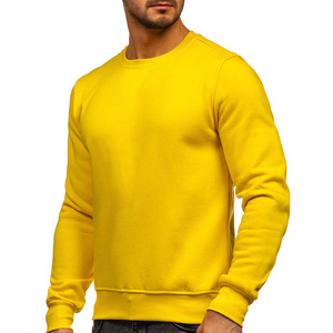 Vente en gros de sweat uni en coton pour hommes avec poignets côtelés pull à col rond en tissu doux et lourd pour un usage quotidien - Product Image 2