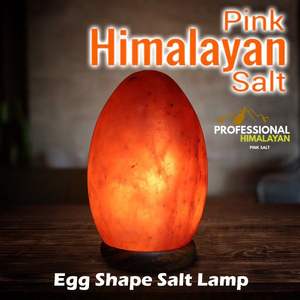 Lámpara de sal rosa del Himalaya en forma de cuenco de huevo con amor tallado en base de madera para decoración del hogar y bienestar - Product Image 6
