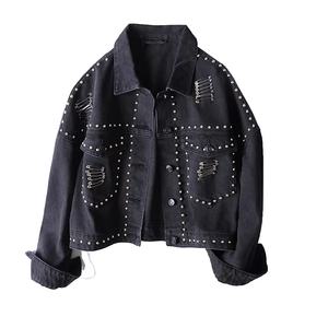 Nouvelles vestes en jean pour hommes tendance, vestes en jean coupe-vent pour hommes, vestes en jean à strass pour hommes très vendues, matière solide - Product Image 1