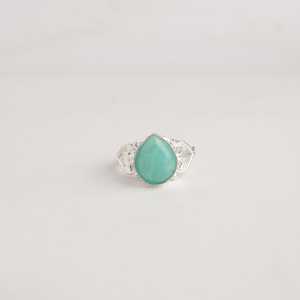 Amazonite Oval Cut Heart <b>Ring</b> 925 Sterling Silver IGI Certified 1.40 Carat Gemstone Handmade Elegant Gift for Women - Product Image 3