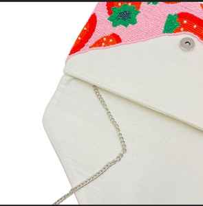 กระเป๋าคลัตช์ลูกปัดลายทุ่งสตรอเบอรี่กระเป๋าถือสไตล์โบโฮ - Product Image 4