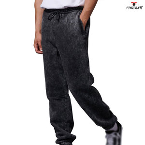 2025 nuevo diseño ácido lavado Joggers tela de algodón personalizada patrón sólido estilo casual pantalones de hombre - Product Image 2
