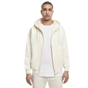 Sudadera con capucha de lana con cremallera completa para hombre, Sudadera con capucha informal de gran tamaño lisa con bolsillos y cordón para ropa de calle o de descanso - Product Image 1