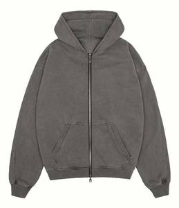 <b>Men's</b> 100% cotton NEW Custom Logo drop shoulder Hoodies double <b>zip</b> <b>up</b> Hooded Sweatshirt oversize pullover Heavyweight <b>men</b> hoodie - Product Image 5