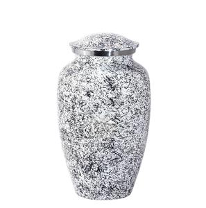 Urna de cremación de aluminio para cenizas humanas-Urna funeraria para adultos hecha a mano-Urna asequible para cenizas-Bolsa incluida Negro en blanco - Product Image 1