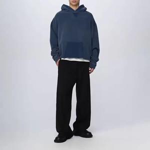 Sweat-shirts surdimensionnés personnalisés pour hommes, style streetwear, avec poches, ourlet brut, 100 % coton molletonné, anti-plis, mode hiver 2026 - Product Image 4