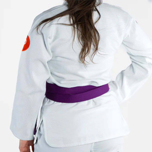 <b>White</b> Martial Arts Kimono Wrestling Gi Jacket Orange Shoulder Patch Custom Embroidery Stretch Training Top for Men and <b>Women</b> - Product Image 6