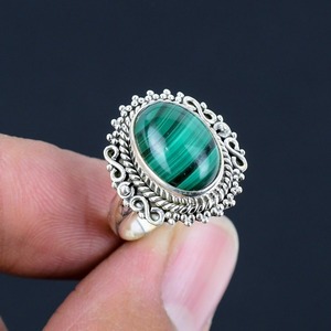 Bague de style bohème en argent faite à la main bijoux en argent sterling 925 Malachite pierres précieuses bague tendance bijoux pour femmes cadeau pour elle - Product Image 4