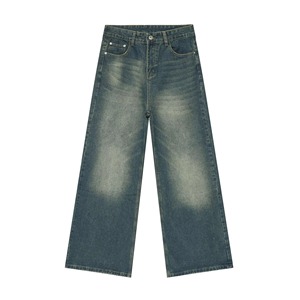 High Street Jeans High Quality Cotton Pencil Pants acid Wash <b>Denim</b> <b>Trousers</b> 100%cotton Distressed Mid pants - Product Image 3