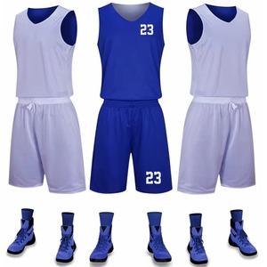 Ensemble d'uniformes de basketball durables pour les équipes scolaires et les clubs, légers, respirants, 100% polyester, sans manches, logo personnalisé, maillot - Product Image 1