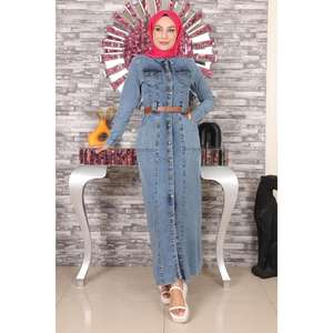 Robe en jean décontractée avec ceinture en cuir - Product Image 4