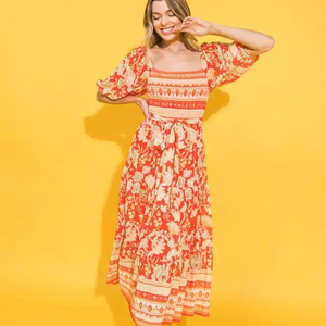 Vestido Midi largo con estampado Floral para mujer, ropa informal, Formal, holgado - Product Image 1