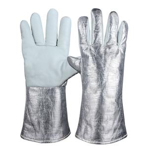 Gants de travail en cuir aluminisé industriel à haute température avec doublure en polaire Gant de sécurité de soudage confortable et résistant à la chaleur - Product Image 3
