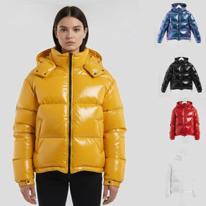 Chaqueta corta de invierno brillante para mujer con capucha, abrigo térmico grueso y cálido, aislante, cortavientos y a prueba de nieve. - Product Image 6