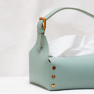 Boîte à mouchoirs porte-serviettes en cuir souple rectangulaire uni de luxe avec couvercle pour LBTC-0038G de ferme d'hôtel - Product Image 5