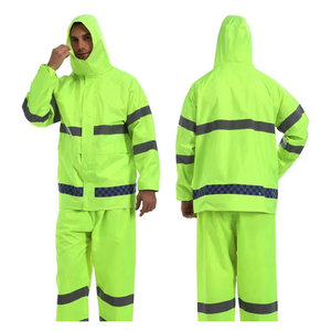 Salut Vis 100% Polyester thermique tricot tissu trafic réfléchissant sécurité manteau de pluie Construction travail veste hommes combinaison de pluie - Product Image 3