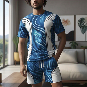 Sublimación personalizada camiseta pantalones cortos conjunto de secado rápido para hombres 100% poliéster impresión pantalones cortos conjuntos verano playa camiseta pantalones cortos de dos piezas - Product Image 3