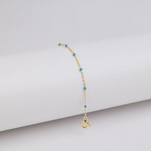 กำไลข้อมือดีไซน์เคลือบสีเทอร์ควอยซ์ ชุบโรเดียมและทอง  งานแฮนด์เมดจากตุรกี เครื่องประดับเงินแท้ 925 - Product Image 6