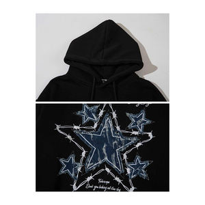 เสื้อมีฮู้ดผ้าฟลีซผสมสำหรับผู้ชายเสื้อสเวตเชิ้ตมีสไตล์ผ้าคอตตอนปักลาย3D โลโก้ตามสั่ง - Product Image 5