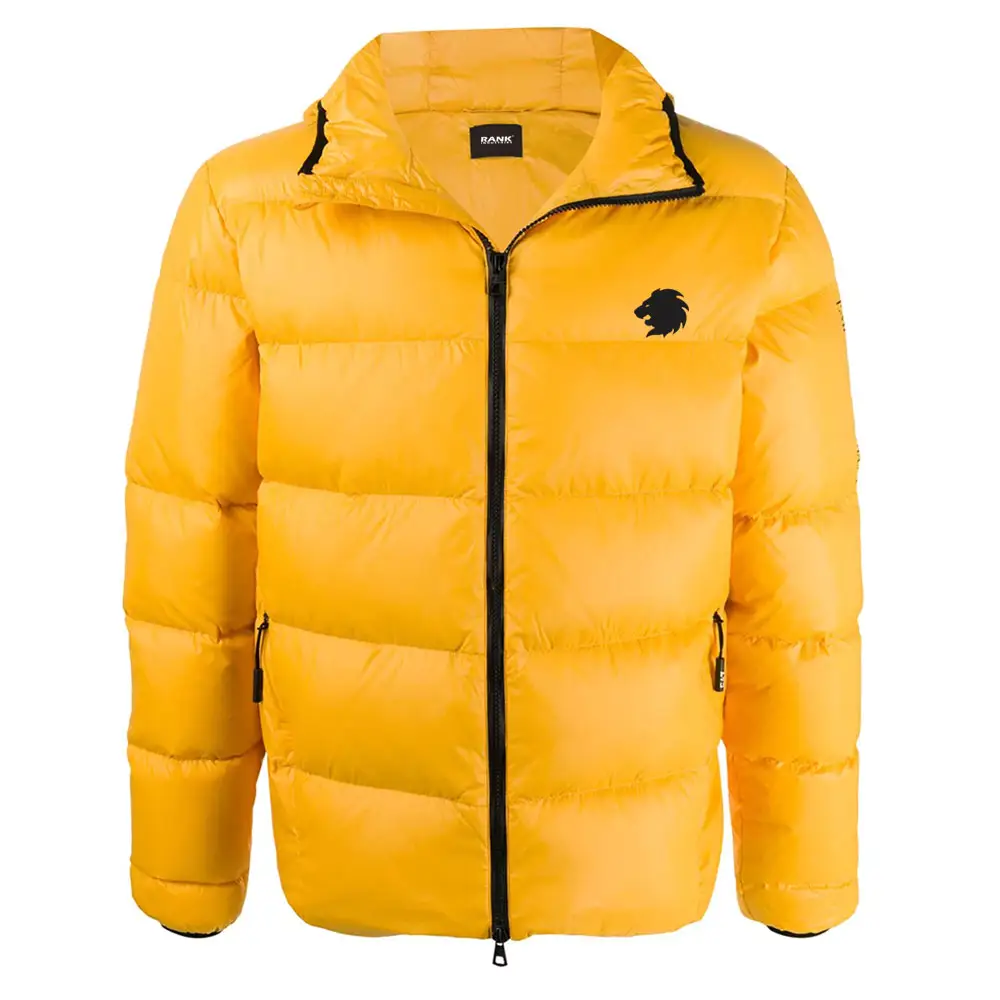Jaqueta masculina de zipper, cor amarela lisa, personalizada, estilo exclusivo, acolchoado, alta qualidade