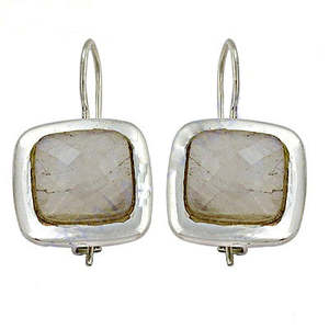 Pendientes de Plata de Ley 925 con Piedra Lunar Cuadrada para Mujer, Joyería de Moda, Regalo - Product Image 1