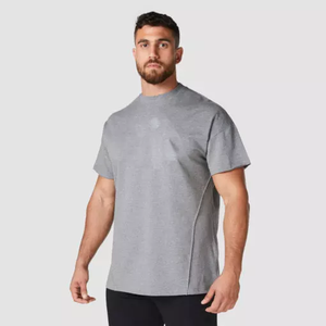Camisetas de algodón de alta calidad de talla grande 2023 para hombre, ropa de gimnasio con hombros caídos de gran tamaño, ropa de entrenamiento lisa con patrón estampado - Product Image 6