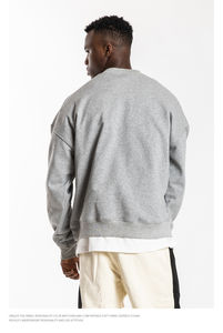 Sweat-shirts à col rond surdimensionnés pour hommes en molleton 100% coton, lourds, avec logo personnalisé uni, strass - Product Image 6