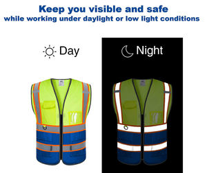 เสื้อกั๊กเซฟตี้มีหลายกระเป๋า,เสื้อกั๊กเซฟตี้สะท้อนแสงมองเห็นได้ชัดเจนเสื้อใส่ทำงานใส่ทำงานตอนกลางคืน - Product Image 5