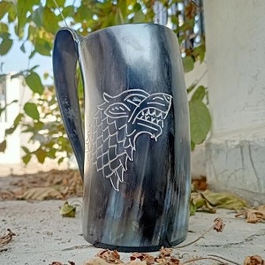 Viking Horn Buffalo Horn Mug Tasse à bière médiévale pour ustensiles de cuisine et restaurants par FSI - Product Image 2