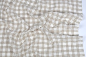 Tela de lino 100% orgánico Natural lavada a la piedra a cuadros blanco Beige tejido técnicas para textiles para el hogar ropa de cama sofá vestidos-para - Product Image 3