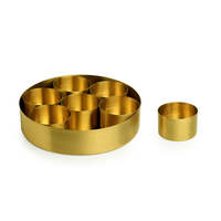 Handgemaakte gouden 'met bloemen gegraveerd' messing kruidenbox lepel luxe 7-delige deksel keuken organizer 40 ML inhoud 1056g gemaakt