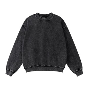 Sudaderas con capucha de las mujeres sudadera de las mujeres de gran tamaño Loose Fit Pullover Vintage Acid Wash Crew Neck Sudaderas Streetwear - Product Image 6