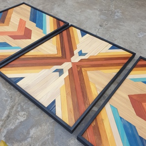 Panel decorativo de pared de Arte de madera 3D de lujo moderno hecho a mano Panel de madera abstracto verde Difusor de sonido personalizable para Naturaleza muerta - Product Image 4