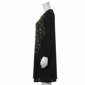 Vestido Casual Transpirable de Manga Larga con Cuentas y Estampado por Descarga, Tejido Suave, Ropa de Mujer, Vestido de Moda para Uso Diario - Product Image 4