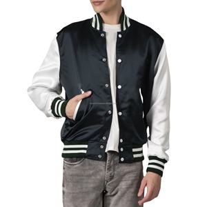 Satin Varsity Jacket Unisex Glossy Silky <b>Fabric</b> Lightweight Thin Patchwork Breathable Eco-Friendly Vintage American <b>Retro</b> Team - Product Image 1