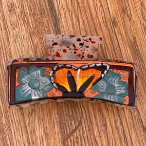 Griffe de cheveux papillon transparente de haute qualité avec outillage en cuir Cavered Fashion Pinces à cheveux durables Accessoires pour femmes - Product Image 2