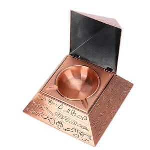 Modern Round Metal Wood <b>Ashtray</b> & Ash Catcher for Home Hotel Restaurant-Durable <b>Portable</b> Table Top Ash Storage - Product Image 3