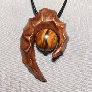 BELOW <b>NECKLACES</b> FOR WOMEN MEN NATURAL <b>LARGE</b> BOHO TRIBAL SONO WOODEN <b>Pendant</b> on Adjustable Cord Handmade <b>Necklace</b> - Product Image 5