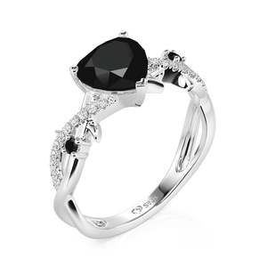 Anillo de Promesa Jeulia con Corte Marquise en Forma de Corazón, Chapado en Rodio, Plata de Ley, Joyería Fina y Delicada - Product Image 2