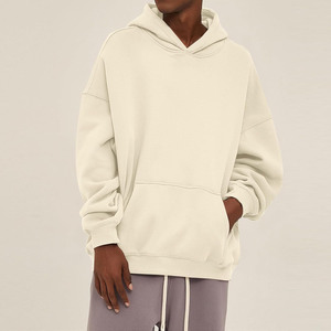 เสื้อฮู้ดและสเวตเตอร์ของผู้ชายเสื้อสวมหัวทรงหลวมโอเวอร์ไซส์ผ้าคอตตอนสีเรียบ - Product Image 3