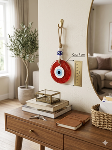 SNB0701 Wholesale 7cm <b>Red</b> <b>Glitter</b> Glass Evil Eye Amulet, Handmade Turkish Nazar Boncugu Wall Hanging, Home Protection Charm Wedd - Product Image 3