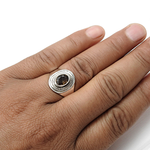 แหวนพลอยควอทซ์สโมคกี้ธรรมชาติทำด้วยมือทันสมัยสวยงามเครื่องประดับสำหรับผู้หญิงเป็นของขวัญสำหรับแหวนเงิน925ทันสมัยของเธอ - Product Image 3