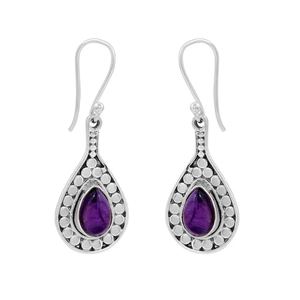 Boucles d'oreilles améthyste en argent sterling 925 faites à la main février pierre de naissance goutte élégante pierre naturelle bijoux cadeau pour elle - Product Image 1