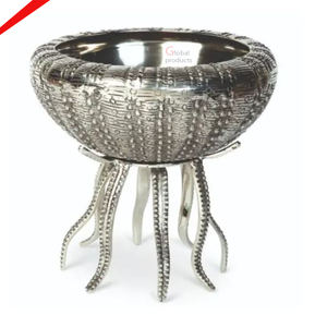 Bol de service en aluminium en métal de finition d'or de regard unique avec la conception d'oiseau pour le restaurant et le bar d'hôtel - Product Image 2