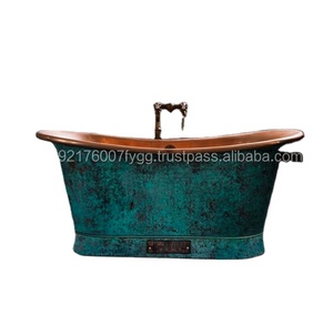 Tamaño personalizado Forma Diseño moderno Independiente Bañera de cobre sólido 2m de longitud Chapado en plata Incluye escurridor Grifo Masaje - Product Image 1